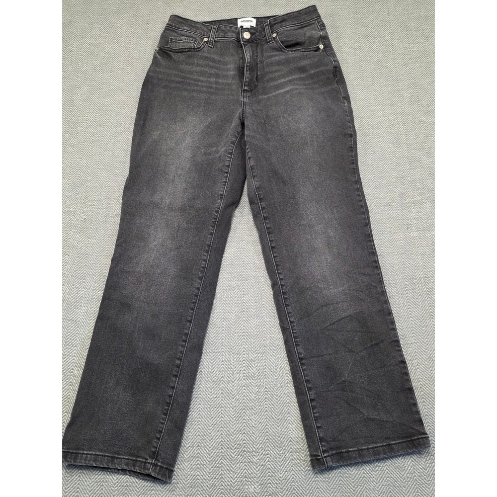 Sonoma Goods For Life High‎ Rise Curvy Straight Jeans Faded Black Women 8R